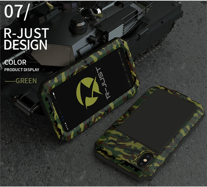 Green Сверхмощный защитный металлический алюминиевый чехол Doom Armor для iPhone 7 8 Plus 6 6 S X XS MAX XR SE 5 5S противоударный пылезащитный чехол - Цвет: Green
