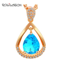 rolilason for women party fashion jewelty pendant gold tone blue zircon lowest price hot sell lns633