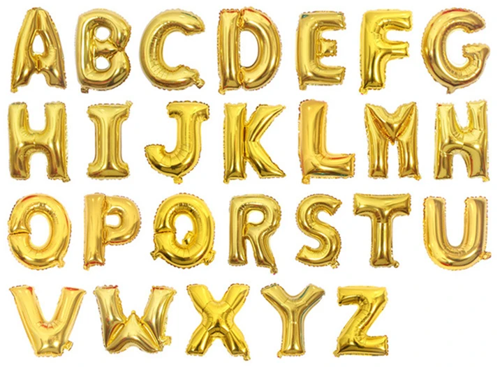 Воздушные шары на день рождения 16 дюймов 40 см алюминиевые золотые серебряные с