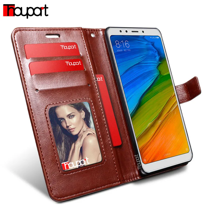 Thouport Кожаного чехла на Xiaomi редх 5 Plus Case Book Style Флип Wallet чехол Redmi подставка корпуса