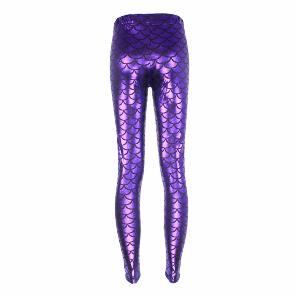Русалки блестящие пунктирной линии Дракон Леггинсы с принтом рыбной чешуи модные открытые сандалии ярких Цвет карандаш брюки чешуи рыб леггинсы с изображением дракона