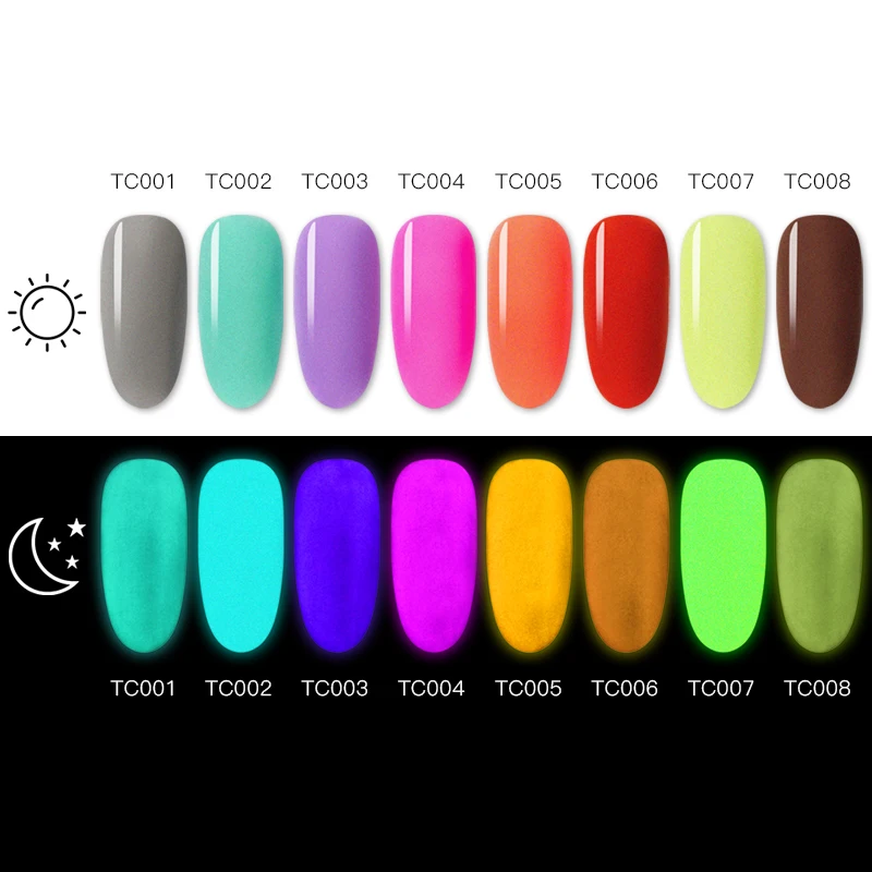Светящийся Блестящий Порошок для ногтей 8 цветов|Блестки ногтей| |