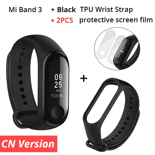 add black strap Xiaomi Mi Band 3 Miband 3 мгновенное сообщение водонепроницаемый OLED экран фитнес-трекер Mi Band 2up умный Браслет Xiaomi Band - Цвет: add black strap