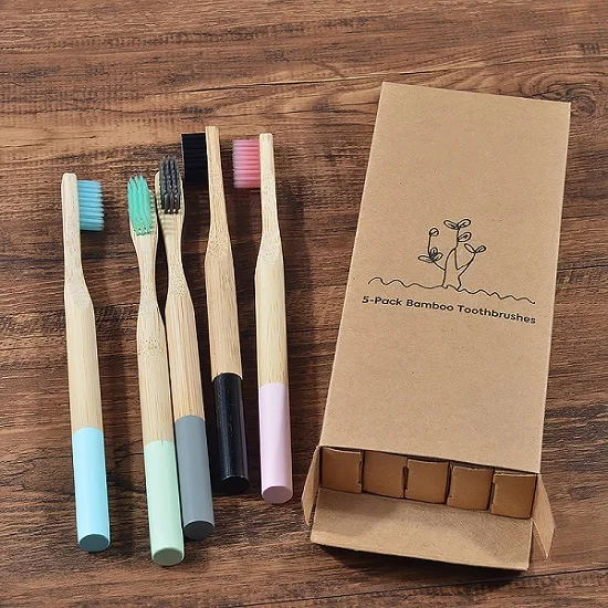 5 Piece Color Mix 5 пачек, Bamboo Зубная щетка для взрослых, es, мягкая щетина, Экологически чистая, cepillo dientes bambu, зубная щетка для ухода за полостью рта, clareador de dente - Цвет: 5 Piece Color Mix