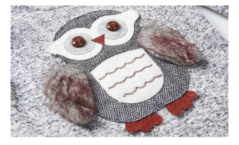 spring autumn New Arrival Big Girls Kids Coat Jackets Cartoon Cute Owl Casual Cotton 4-16y Old Girl Boy Clothes Lining Fleece | Детская