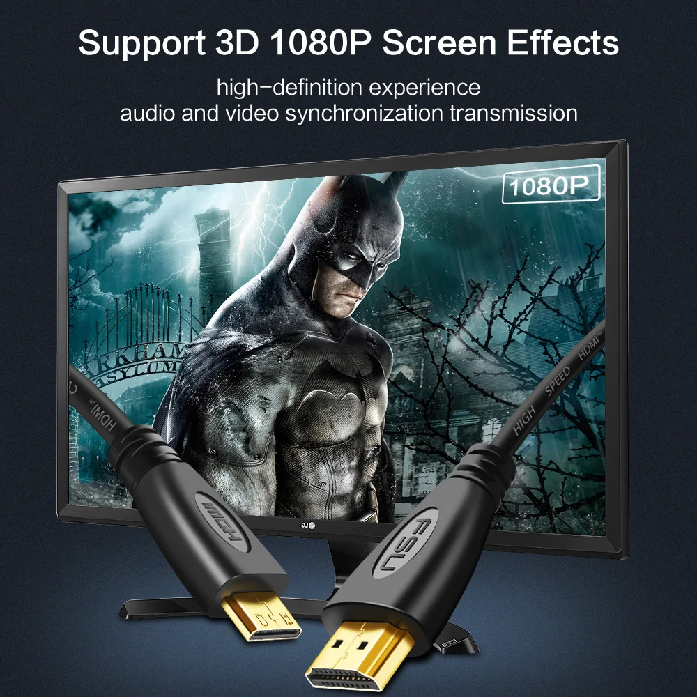 Позолоченный мини HDMI к HDMI кабель Позолоченный штекер поддержка 1080p 3D мужской-Мужской HDMI кабель для ТВ камеры планшета проектора