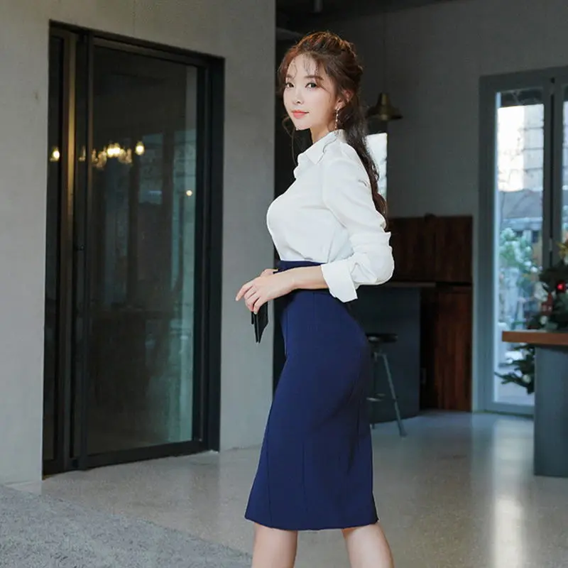 Новый корейский стиль Женский комплект из двух предметов белая рубашка с