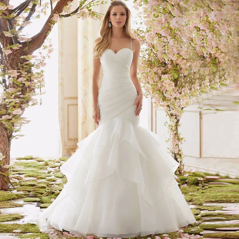 Свадебные платья на тонких бретельках белого цвета с корсетом русалки,, Vestido De Novia, сексуальные свадебные платья русалки на тонких бретельках для невесты
