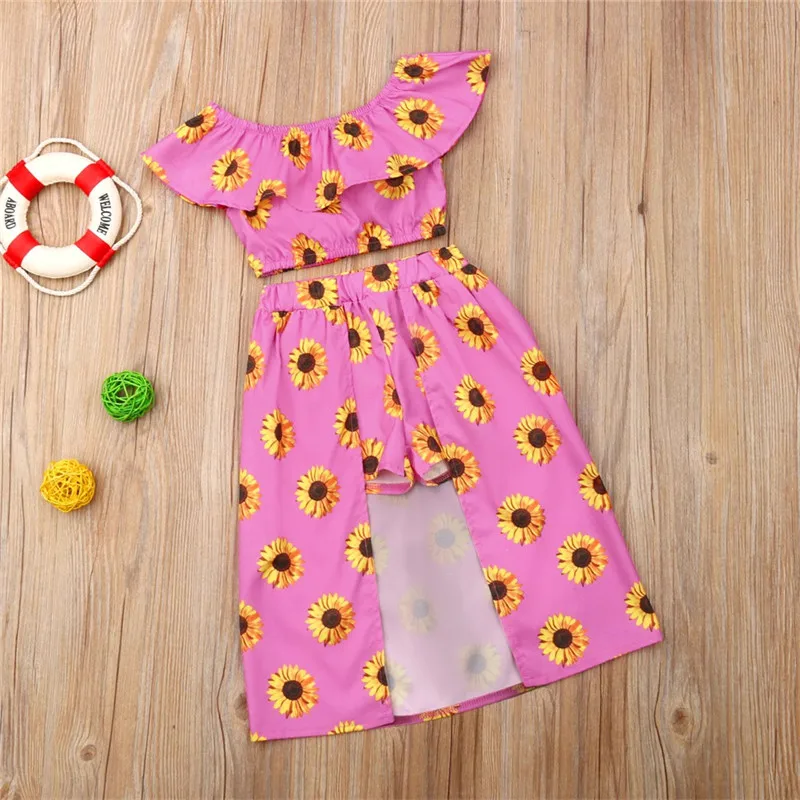 Детский комплект из 2 предметов короткий топ и шорты с подсолнухом | Мать ребенок