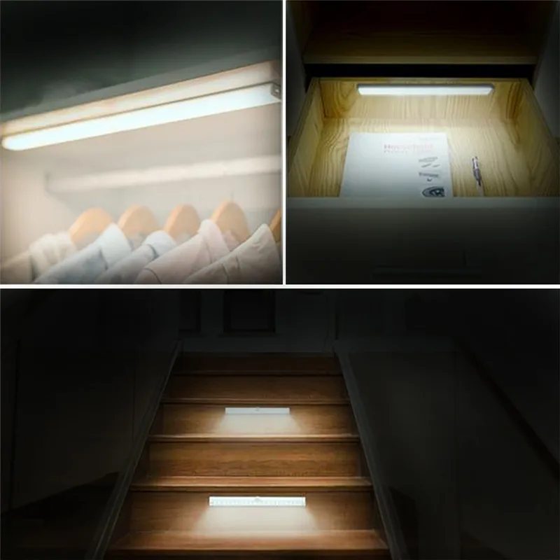 CLAITE портативный светодио дный 20 LED USB Перезаряжаемый свет датчик и PIR Mtion Шкаф Свет Ночной светильник для кухни лестницы гардероб датчик света лампа светильники кухня светодиоды освещение лампыподсветка для