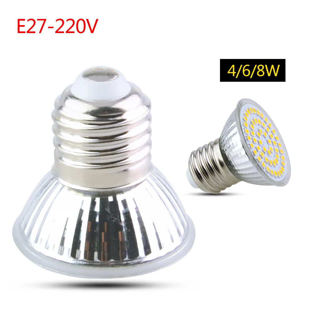 Светодиодная лампа E27 GU10 MR16 4 Вт 6 8 220 В перем. Тока жаростойкое стекло SMD2835