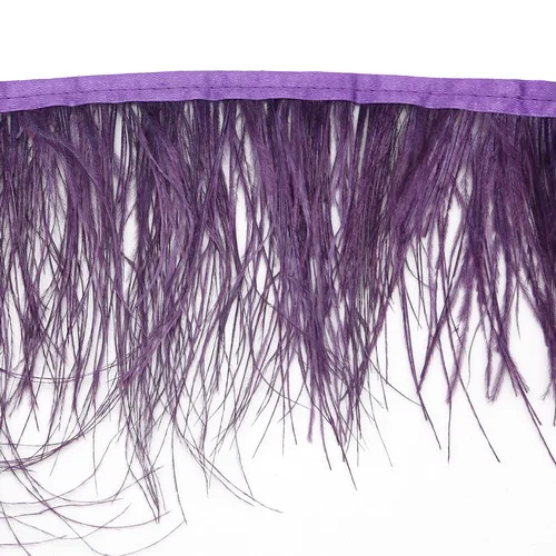 Purple 1 м/лот, разноцветный длинный Плюмаж из страусиного пера, бахрома, отделка из перьев, боа, в полоску, для праздничной одежды, аксессуары 8-10 см - Цвет: Purple
