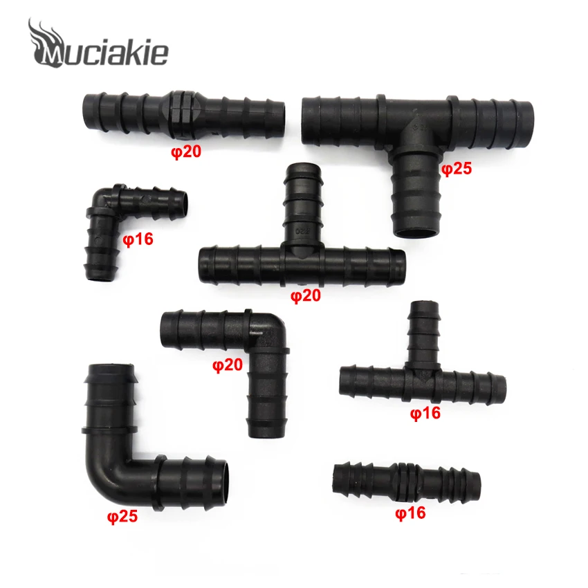 

MUCIAKIE PE Pipe Connectors Garden Watering Fittings 90 Degrees Elbow 3-way Plastic Connectors for Gardening Pipe Irrigation