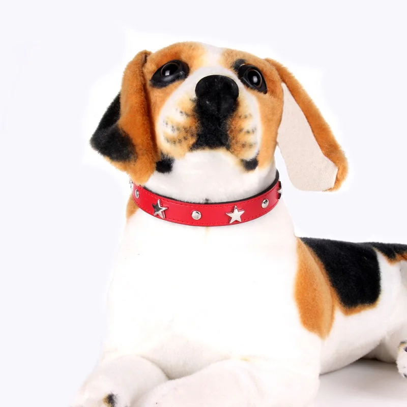 Кожаный ошейник для собак удобный регулируемый со стразами в форме звезды щенков