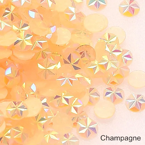 Champagne 1000 шт 5 мм с цветочным узором из цветных полимеров не требуют горячей фиксации Стразы плоские с оборота с украшением в виде кристаллов; блестящие стразы для нейл-арта украшения B3789 - Цвет: Champagne