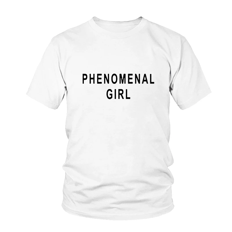 

PHENOMENAL WOMEN GIRL LADY Fashion Style Summer T-shirts Black White Short Sleeve O-neck Casual Letter Print Women Tshirt Tops