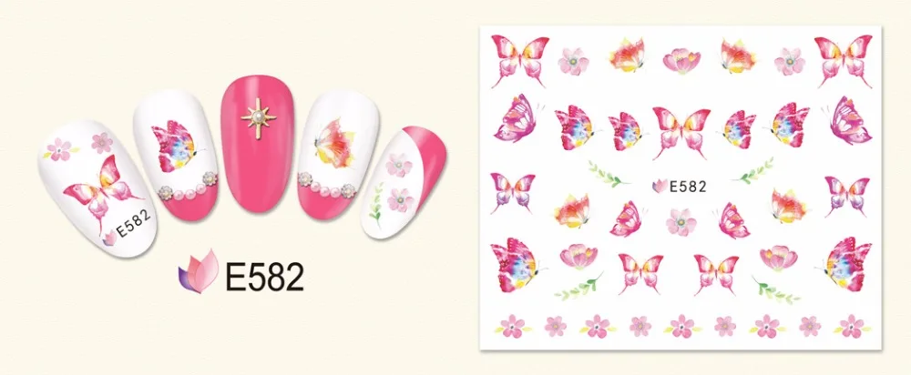 E series Newest and hottest design E578-588 butterfly 3D nail sticker | Красота и здоровье
