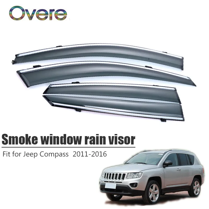 

Overe 4 шт/1 Набор Дымовое окно дождевой козырек для Jeep Compass 2011 2012 2013 2014 2015 2016 навесы укрытия аксессуары