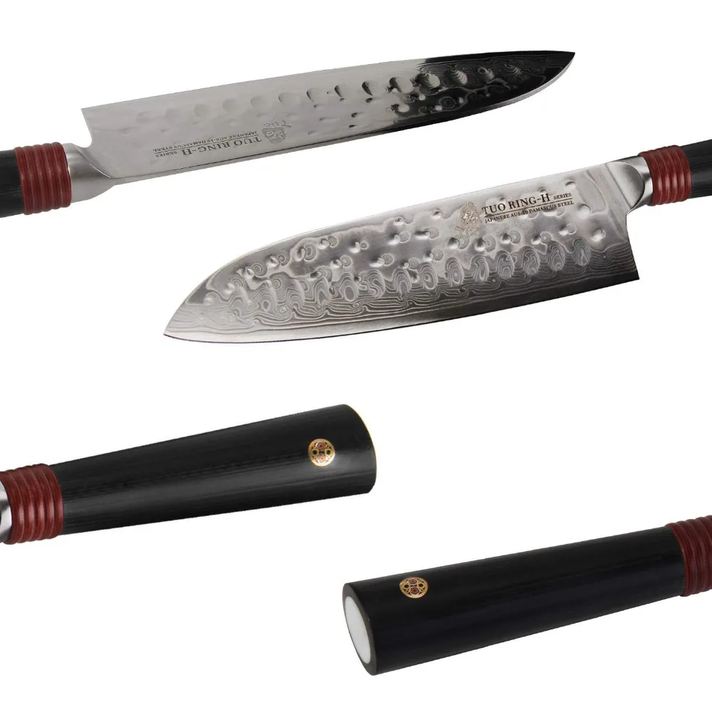TUO столовые приборы Santoku нож-японский AUS-10 нержавеющая сталь кухня Knfie-молоток