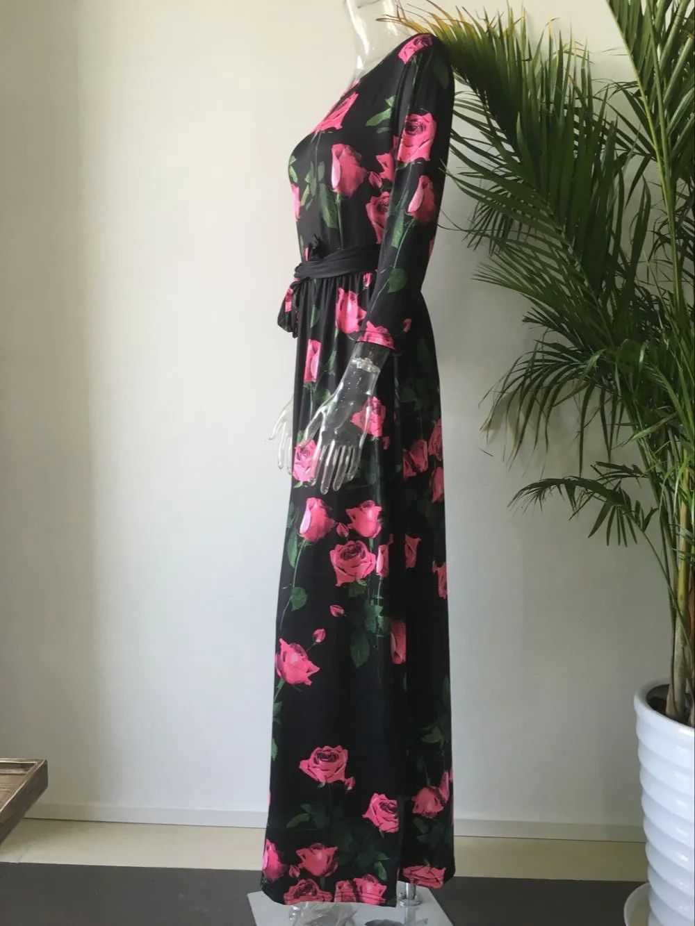 2017 женское осеннее платье свободное большой размер длинный рукав круглый вырез