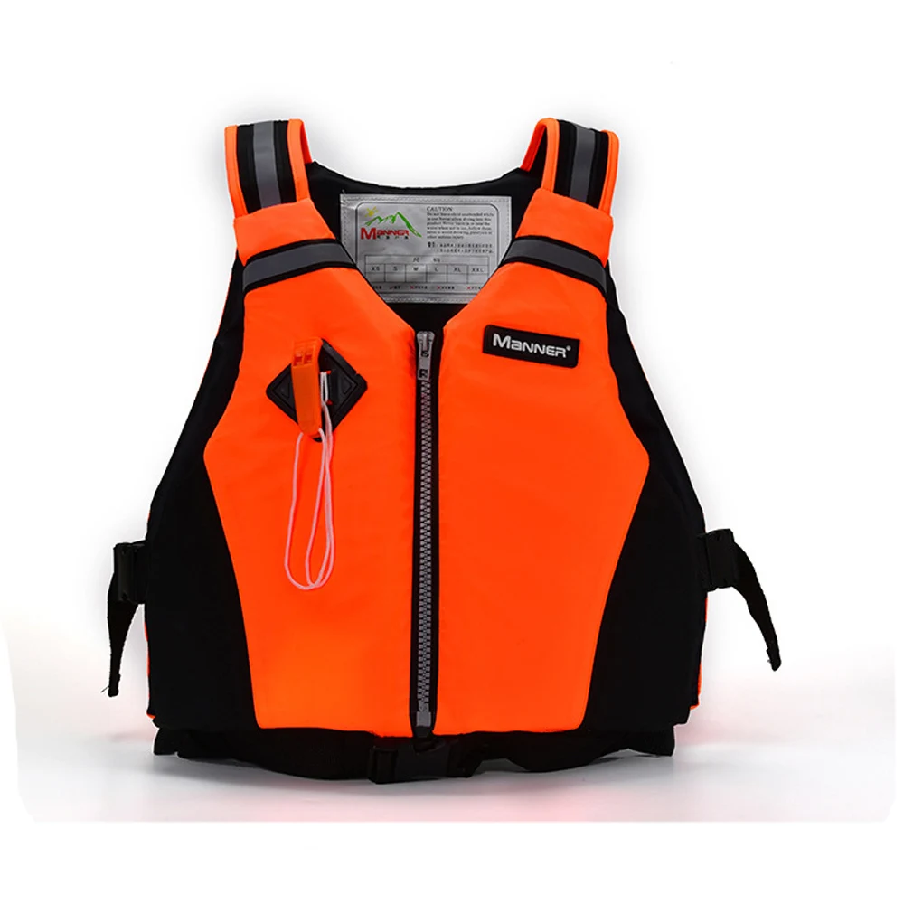 Orange NEWAO Professional Neoprene Adult Adjustable Universal Life Jacket Vest With Whistle Swimming Surfing Skiing Boating Drifting - Цвет: Orange