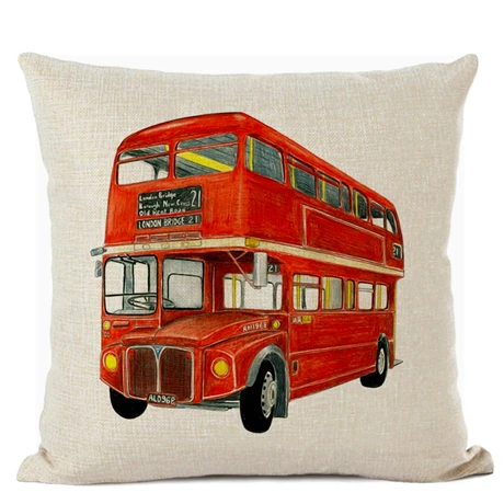 05 Customized Cushion Cover Scandinavian Umbrella Cushion Wedding Cotton Linen Printed Home Sofa Decor Bus White Almofada - Цвет: 05