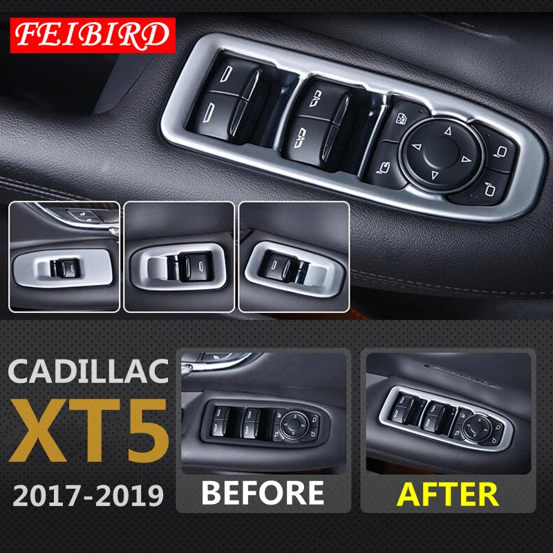 

Аксессуары для Cadillac XT5 2016-2019, внутренний подлокотник из АБС-пластика, кнопки подъема окон, комплект крышек панели, матовое/углеродное волокно