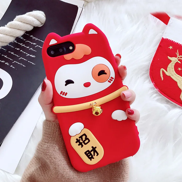 Для iphone X Lucky Cat Силиконовый чехол для 7/7 plus/6 S plus 8 манэки-нэко \ праздничный мягкий