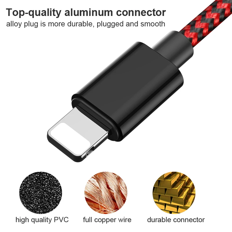 USB-кабель GUSGU для быстрой зарядки и синхронизации данных в нейлоновой оплетке iPhone