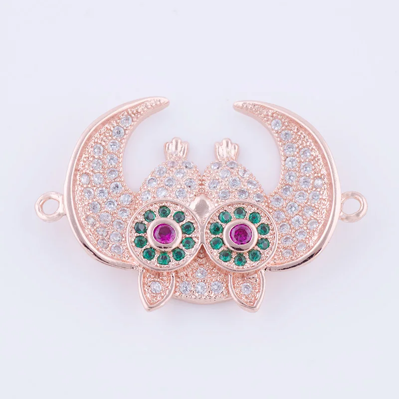 5 шт. Симпатичные циркониевые подвески в виде совы с микрозакрепкой для браслетов