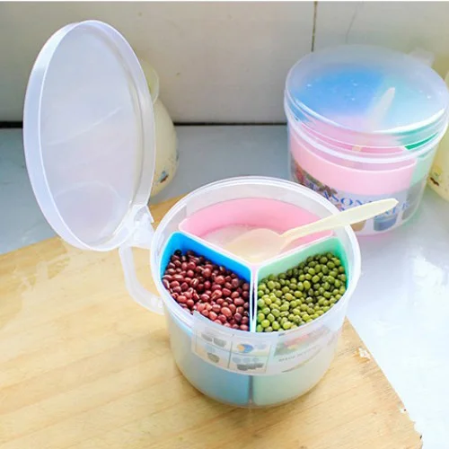 

Thickened three compartment color detachable multipurpose seasoning box 10*12cm