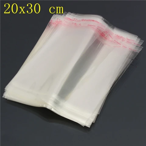 20*30 см прозрачный из целлофана с застежкой/BOPP/полиэтиленовые пакеты, прозрачные полипропиленовые пакеты для пластиковых пакетов, самоклеящиеся пакеты, бесплатная доставка