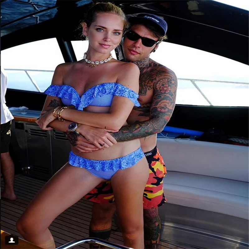 Трусики бикини Лето 2019 г. Топ Купальник рюшами Купальники женские в лоскутной