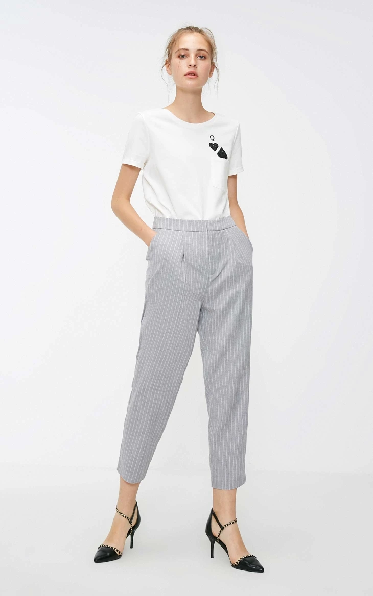Vero Moda новые женские брюки женские OL Стиль Полосатый средней посадки повседневные укороченные брюки и капри | 318350517