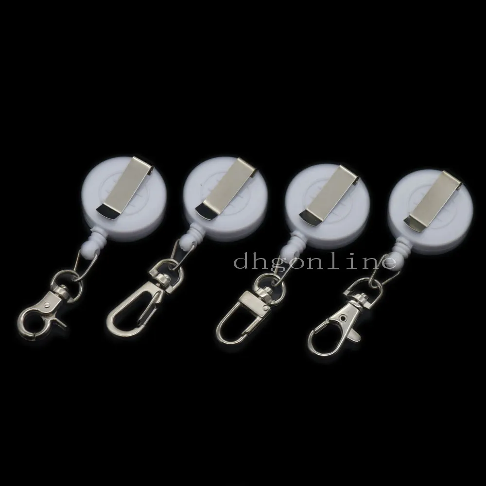 5 Pcs Reels Retractable Badge Clip ID Card Holder Swivel Clasps White For Snap Keychain Hook Buckles | Дом и сад