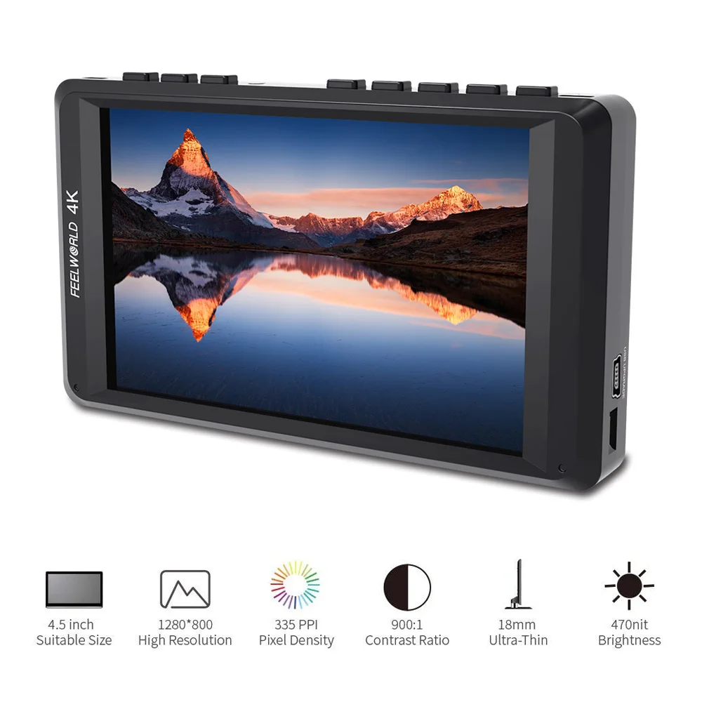 Feelworld FW450 дюймов 4 5 DSLR камера поле мониторы ips Малый HD 1280x800 К к HDMI вход выход легкий