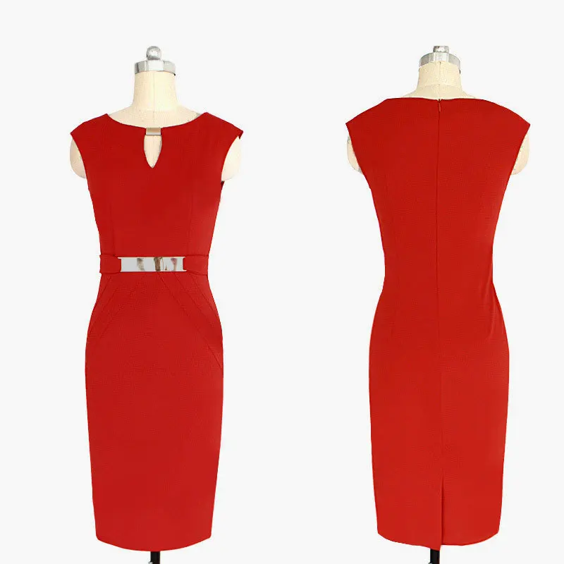 Женская мода 2018 г. офисное платье без рукавов стильный карандаш чистый цвет с