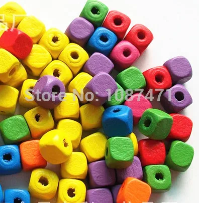 Набор из 1000 шт 8 мм смешанные цвета квадратные деревянные бусины с отверстием для