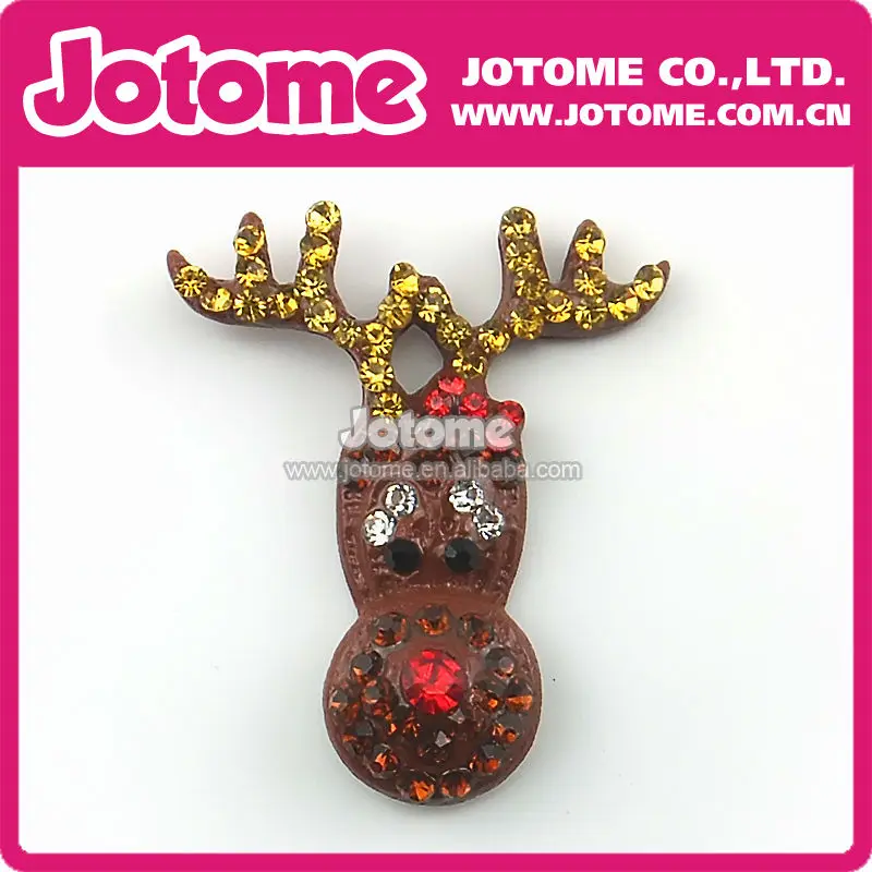 

50pcs/lot Christmas Santa Claus's Deer Head Rhinestone Pendant for Kids Gift