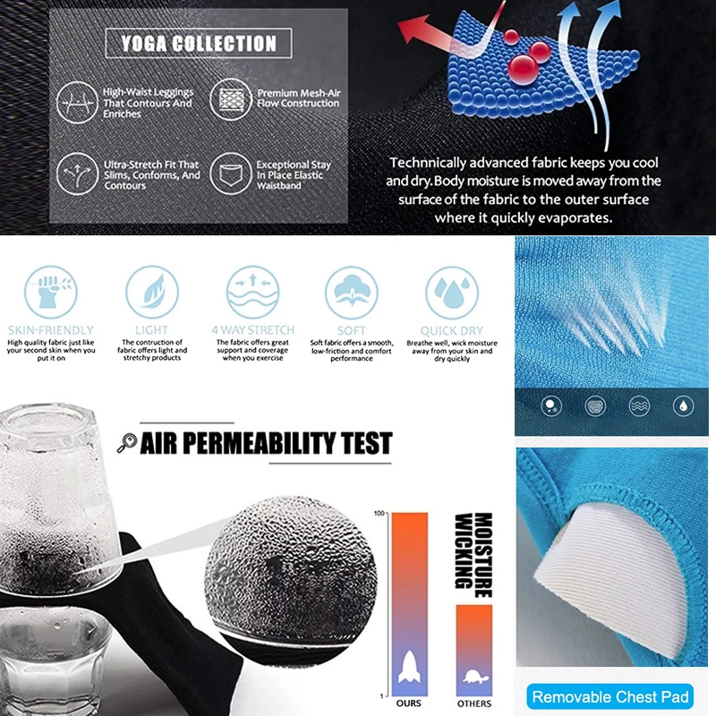 Yoga Tracksuit Set With Chest Pad for Women Sports Suits Gym Clothing Fitness Sportswear Leggings Socks Bra 3 Pcs Sports Wear