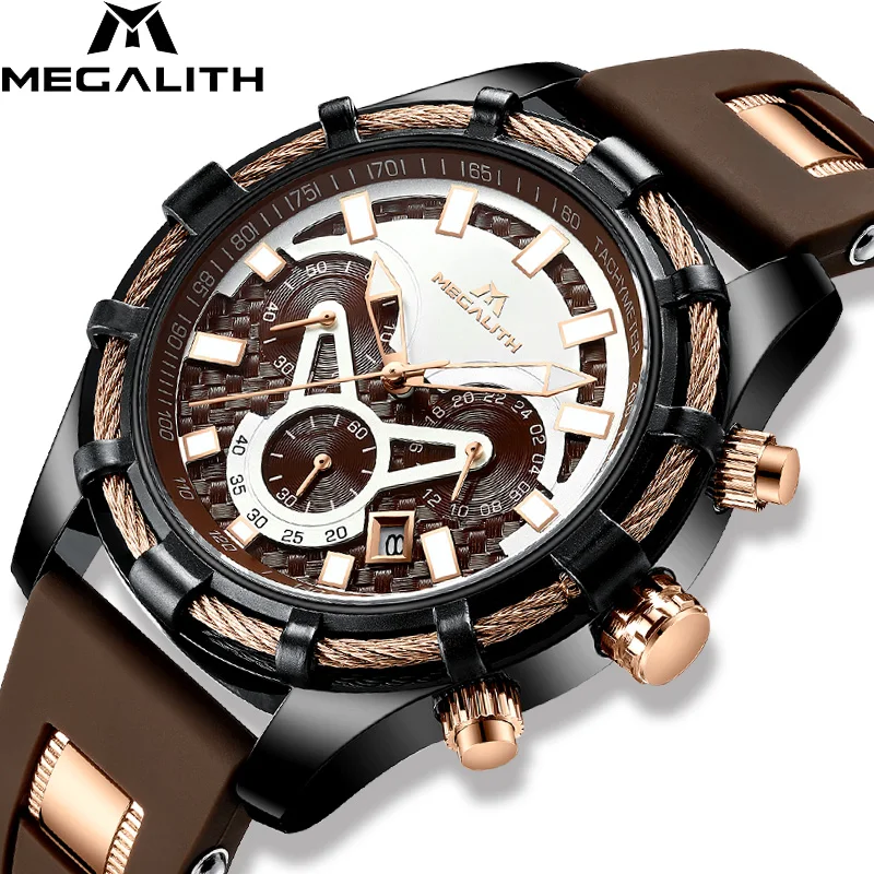 MEGALITH модные мужские часы наручные водонепроницаемые повседневные спортивные
