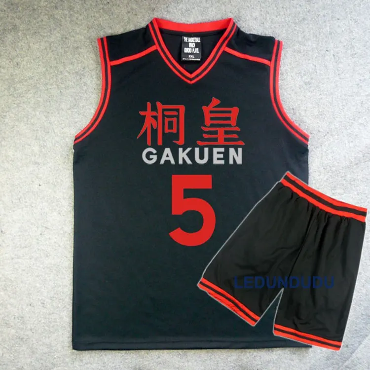5P Аниме Куроко но басуке корзина Косплей GAKUEN школьная форма Aomine Daiki для мужчин Джерси Спортивная футболка шорты костюм набор 4 5 6 - Цвет: 5P