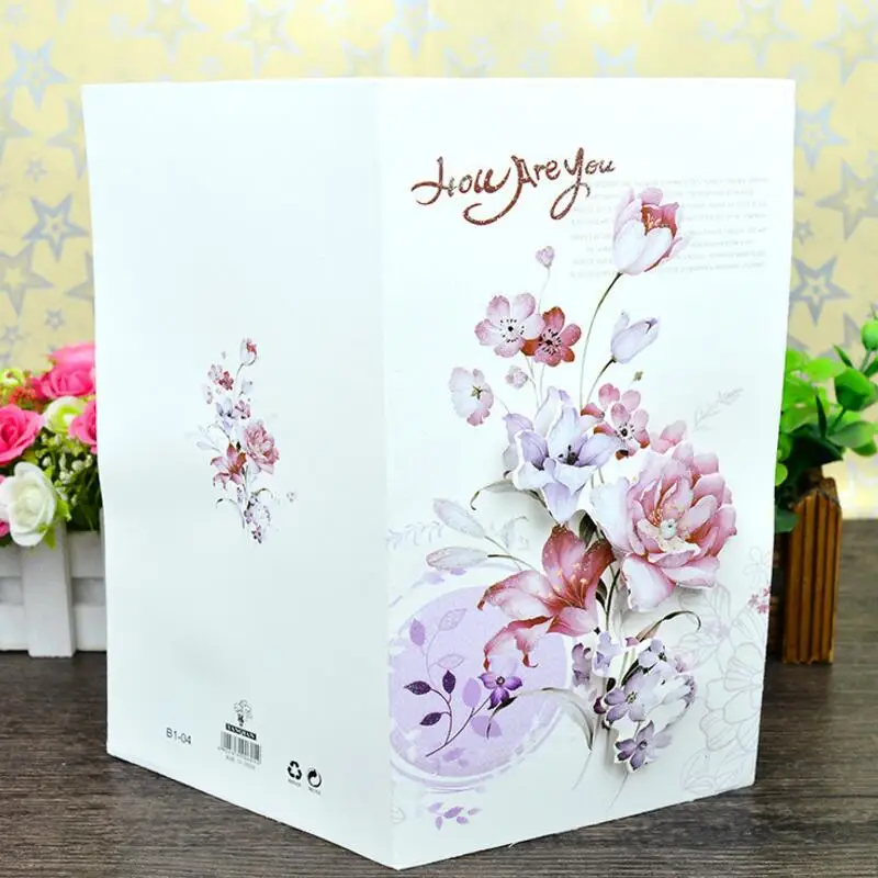 

8 Pcs/lot Flower Print Kids Birthday Gift Card Message Greeting Card Postcards Pastoral Style Thanksgiving Card Universal