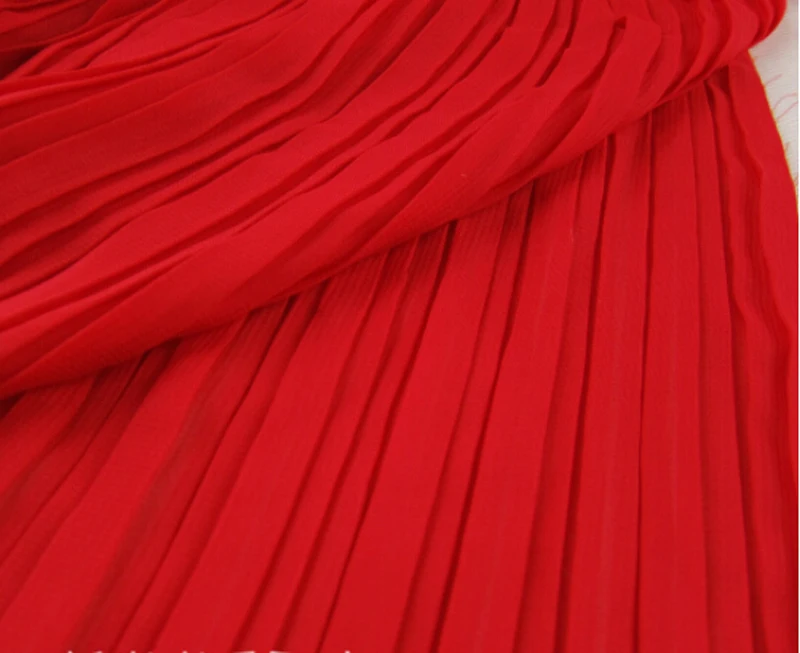 

3 Meters Width 150CM 59" 120D Red Ruffled Pleated Crumple Tulle Chiffon Lace Fabric Solid Dress Clothes Materials LX9