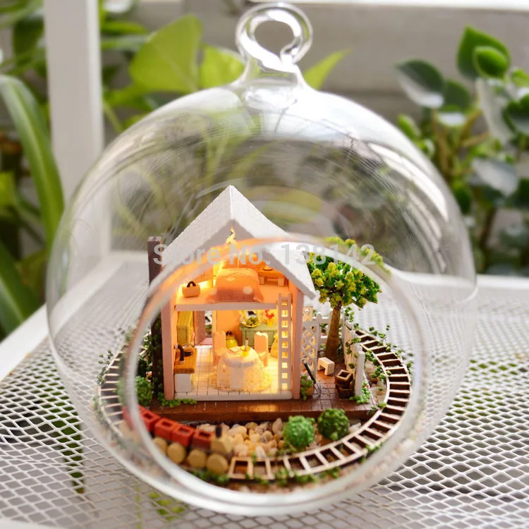 Стеклянный шар B008 DIY миниатюрный домик для кукол в саду и отпуске стеклянный