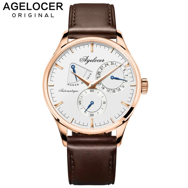 

Swiss Design Army Watch Agelocer Men's Watches Automatic Mechanical Power Reserve 42 Hours display role seconds dial Watch Men