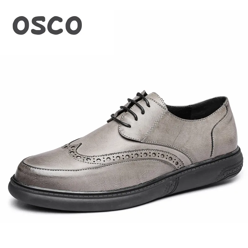 OSCO/Новинка 2018 года сезон лето Мужская обувь из натуральной кожи с перфорацией
