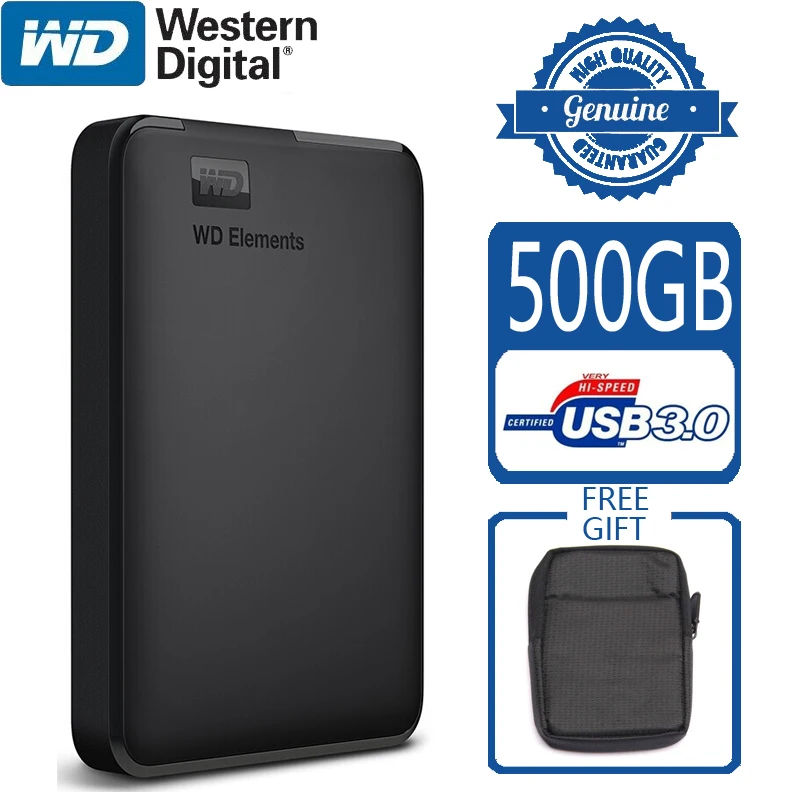 WD Elements 500GB Портативный внешний жесткий диск USB 3,0 HD hdd Емкость SATA устройство хранения оригинальное для компьютера PC PS4 tv