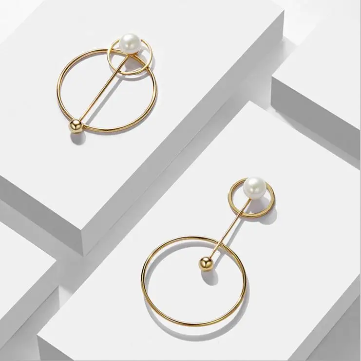 Мода 2017 западный стиль простая Геометрическая большая круглая жемчужина