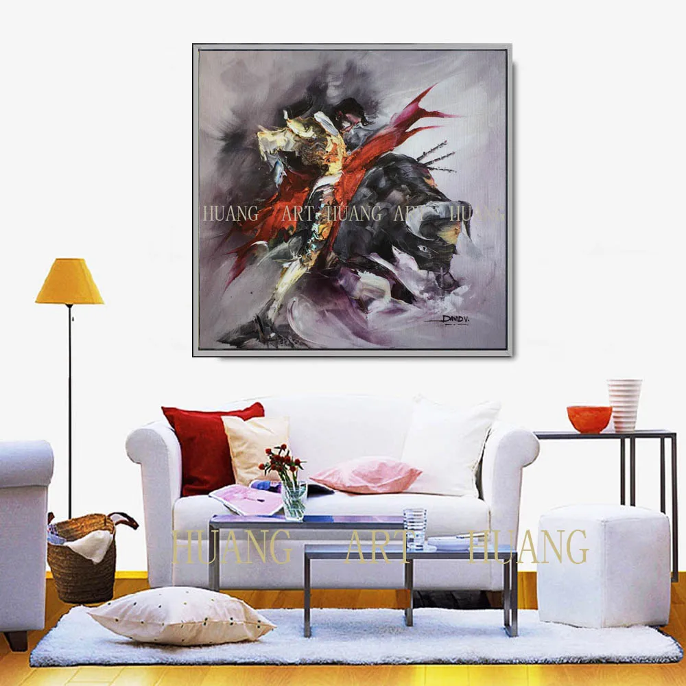 

Professional Artist Hand-painted High Quality Abstract Bullfight Oil Painting on Canvas Modern Spain Bullfight Oil Painting